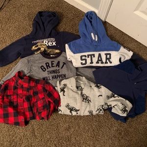 3  hoodies 2  sweatshirts 1 button up